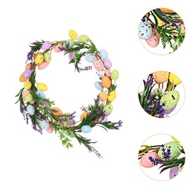 Fenteer Easter Egg Door Wreath Spring Wreath 30cm Floral Wreath Window Greenery Leaves Artificial Flower for Farmhouse Wedding Summer