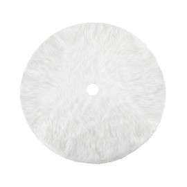 HOWAF Small Christmas Tree Skirt White Faux Fur Xmas Tree Skirt Christmas Tree Mat Base Cover Small Tree Skirt For Christmas New Year Xmas Holiday Party Decorations Supplies, 19 Inch/50CM