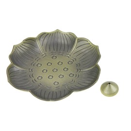 Lotus Incense Stick Holder Vintage Bronze Incense Sticks Coil Holder Stand Ash Catcher Tray Plate Home Buddhist Decor Birthday