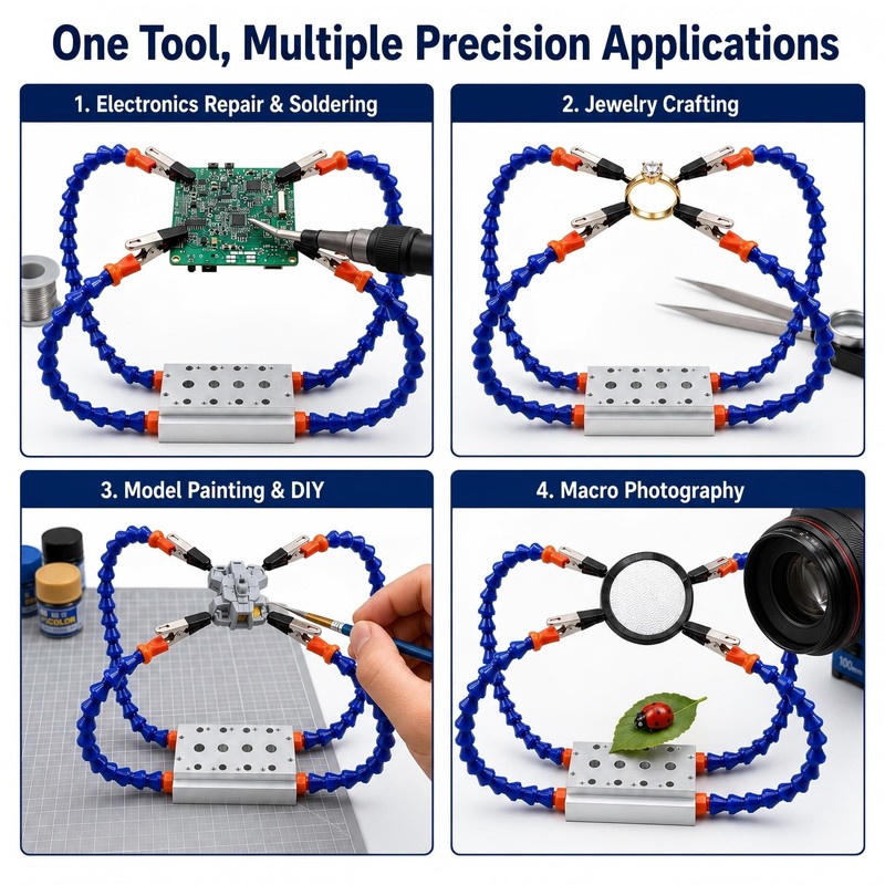 Soldering Helping Hands - 4 Flexible 11.8" Extended Arms, Heavy-Duty