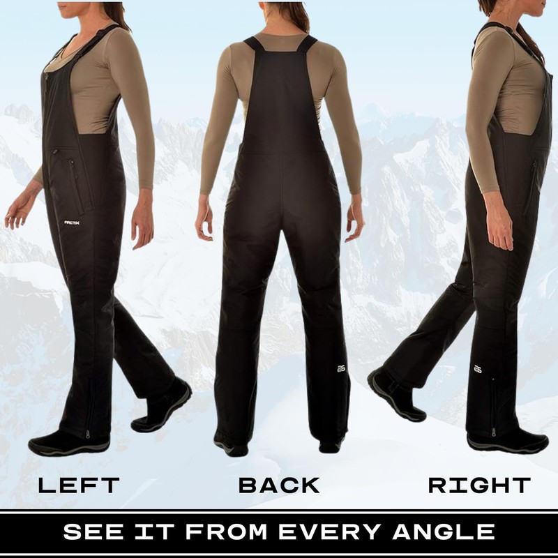 Arctix Women's Essential Insulated Bib Overalls, Black, Small Short