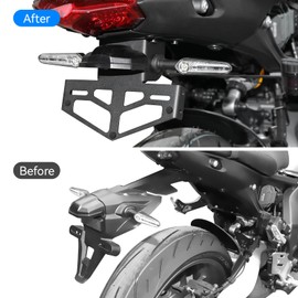LUXEMOTO MT09 FZ09 Fender Eliminator Kit 21-23, License Plate Holder Bracket Tail Tidy with OEM and Aftermarket Turn Signals for Yamaha MT-09 FZ-09 2021 2022 2023 Accessories