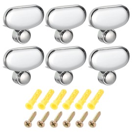 HARFINGTON Mirror Clips, 6Pcs for 3-5mm Thick Wall-Mounted Floating Glass Mirror Clips Bracket Holder for Frameless Mirror Walls Fixed Fitting (37mm Silver)