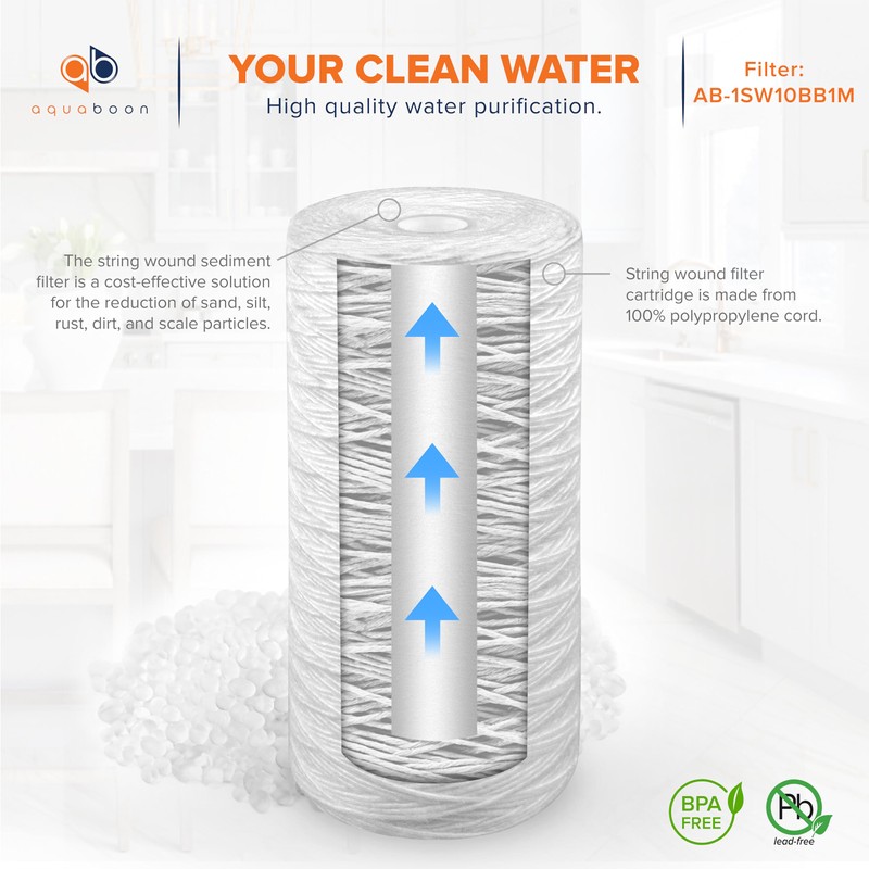 Aquaboon 1 Micron String Wound Water Filter 10x4.5 Replacement -