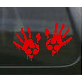 ProSticker 1263/1264 (Right Hand and Left Hand) 4" Zombie Series Red Blood Hand Biohazard Decal Sticker