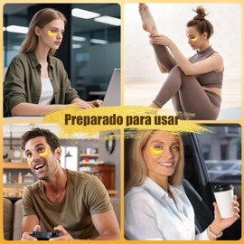 40 pares de Mascarilla de Ojos con Colágeno en Polvo de Oro de 24K, Parches antienvejecimiento para ojos que contienen ácido hialurónico, Mascarillas de oro para ojos hinchados, arrugas y ojerasv