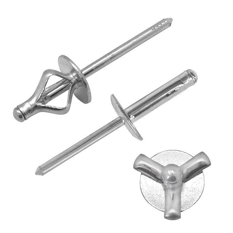 Tri-Fold Exploding Large Head Aluminum Pop Blind Rivets 3/16'' *