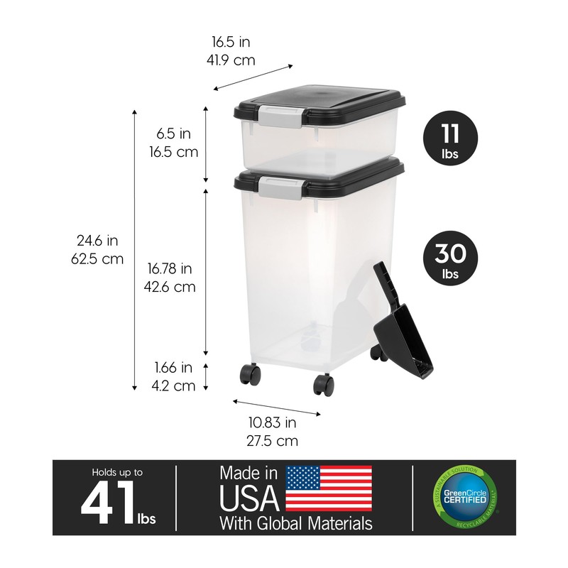 IRIS USA Dog Food Storage Container, 30 lbs & 11