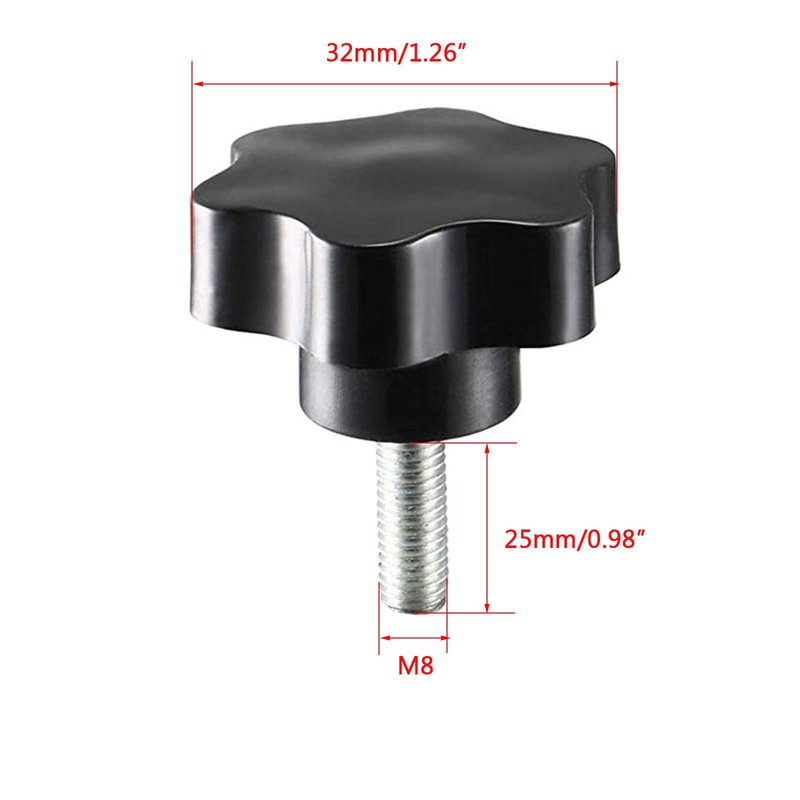 TA-VIGOR 2 Pcs Plum Hex Shaped Clamping Screw Knob, 32mm