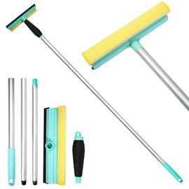51" Squeegee for Window Cleaning,2 in 1 Window Cleaning Squeegee Kit with Dual Side Lade Rubber & Sponge, Window Erase for Home,High-Rise Windows,Car Windshield, Mirror (51" Handle)