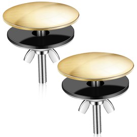 LEIFIDE 2 Pcs 2 Inch Kitchen Sink Hole Cover Faucet Hole Cover Stainless Steel Kitchen Sink Tap Plate Stopper Blanking Metal Plug(Brushed Gold)