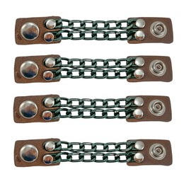 Funk Plus Brown Tan Motorcycle Vest Extenders Double Black Chain Regular Snap MC Jacket Made in USA (Brown, 4")