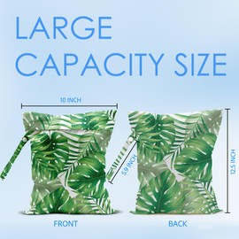 Anycarf Wet Bag for Swimsuit Dirty Diaper Gym Yoga Clothes Wet Dry Bag for Poor Travel Camp Surf Cruise Beach Essentials for Women Men Summer Gifts Tropical Palm Leaves