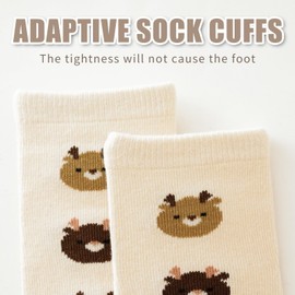 Decorie 5 Pairs Baby Socks with Grips Cotton Toddler Socks Newborn Anti Slip Socks for Kids Girls Boys (0-12 months,F)