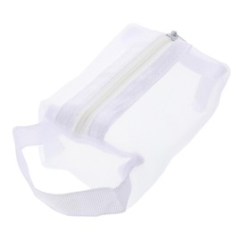 PACKOVE Mesh Cosmetic Bag with Zipper Capacity Makeup Organizer for Lipsticks Brushes Small Items Portable Travel Pouch for Women Breathable Stylish Design White