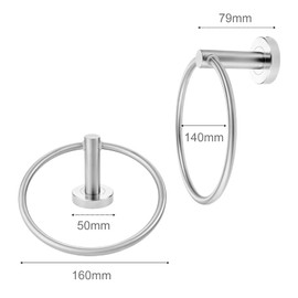 Towel Ring, Towel Rack, Towel Hanger, Stainless Steel, Toilet, Bathroom Accessories, Kitchen, Bathroom, Wall Hanging, Screws Included, 6.3 inches (16 cm)