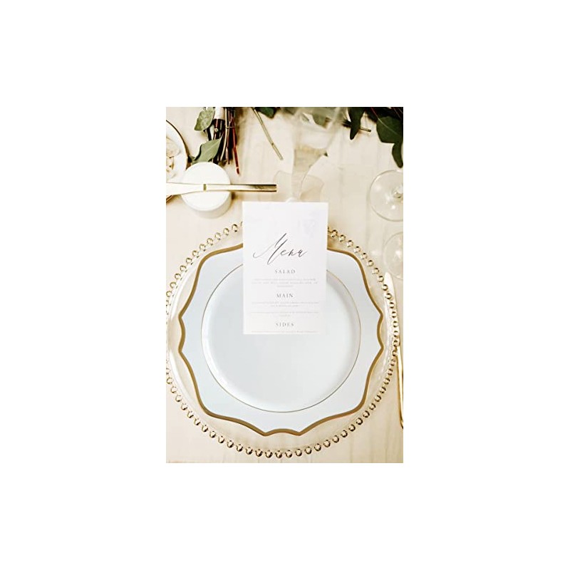 Decor Essentials Ceramic Scalloped Edge Gold Rimmed Charger Plate Dinnerware