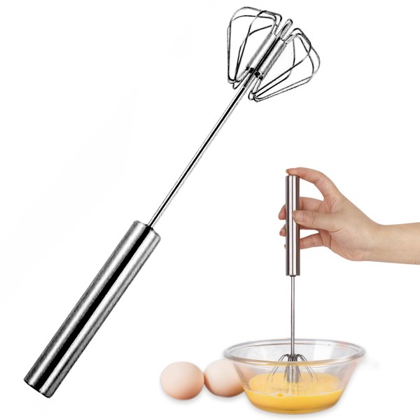 XUTONG Semi-automatic stainless steel whisk, simple automatic whisk made of