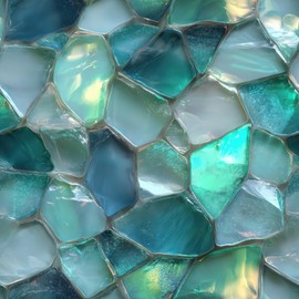 IOHEFY 10PCS 12x12 Inch Peel and Stick Floor Tiles Self Adhesive Vinyl Flooring Tile Ocean Glass Stone Stickers Removable Wall Decals Bathroom Kitchen Spa Balcony Renovation DIY Home Decoration