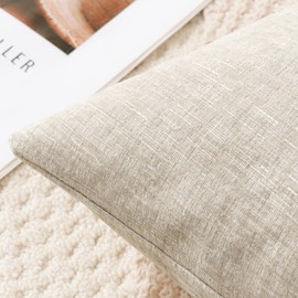 JOTOM Set of 2 Cushion Covers 45x45 cm Soft Chenille Beige Decorative Throw Pillow Covers 18x18 Inch Square Cushion Case Solid Pillowcases for Couch Sofa Living Room Bed Home Decor (Beige)