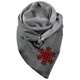 TYTUOO Women'S Retro Print Bohemian Scarf Shawl Triangle Scarf Winter Warm Short Scarf Headscarf Petite Scarf (Grey, One Size)