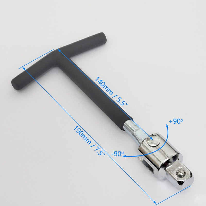 Heavy Duty T-Handle 1/2” Drive Solid Socket Wrench, 1/2-Inch Drive