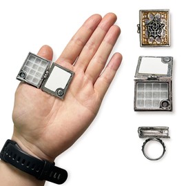 Waveaura Mini Travel Watercolour Palette Ring Shape 11Wells Small Empty Portable Water Color Painting Tin with Lid(Mini Vintage Ring Palette - 1 pc)