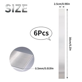 Pack of 6 304 Stainless Steel Sheet Strips 0.5 mm Stainless Steel Sheet Thin Metal Strips Bendable Gap Filler Welding Accessories Decorative Strips Finishing Sheet 30 x 2.5 cm