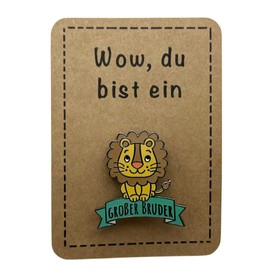 Big Brother Lion Badge | Enamel Pin | with Safety Pin | Gift Big Brother | Announce Pregnancy | Gift for Birth | Gift for Siblings, Metal