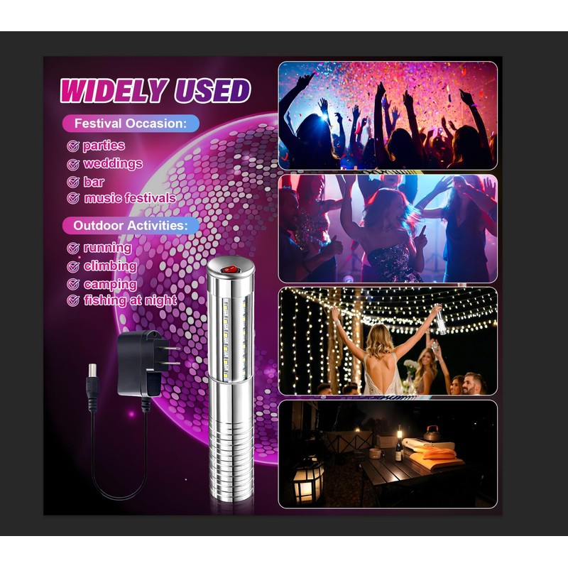 4 Pieces Bottle Service Lights, Rechargeable Bottle Sparklers, Reusable Bottle