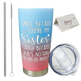 CTIGERS Funny Sister Tumbler with Lid and Straw Insulated Travel Mug Gifts for Sister from Sbling, Birthday,Christmas,Thank Giving Day,Wedding Gifts for Sister 20 oz BLACK
