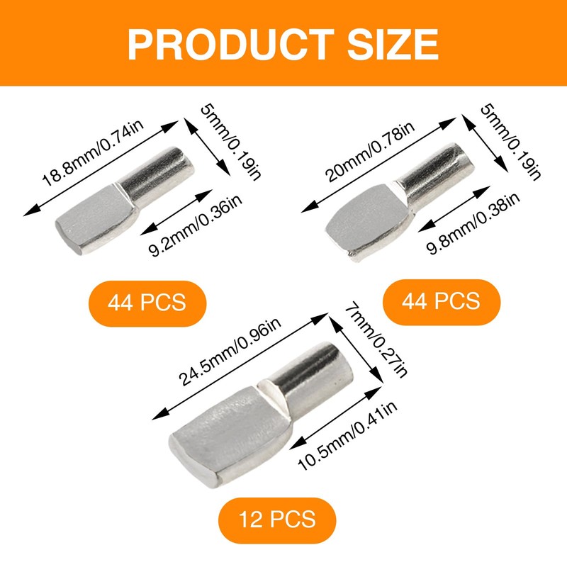 Framad 100 Pcs 7mm and 5mm Shelf Support Pegs, Metal