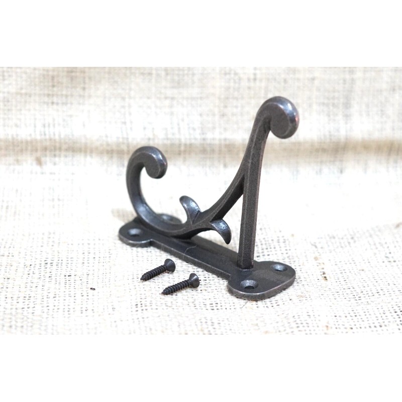 12 COAT HOOKS ANTIQUE STYLE CAST IRON 4.5" WALL DOUBLE