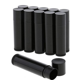Queta 50 Pieces Empty Lip Balm Tubes Containers DIY Plastic Lips Balm with Cap 5g (Black)