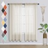 Cortinas semitransparentes con aspecto de lino beige de 42 x