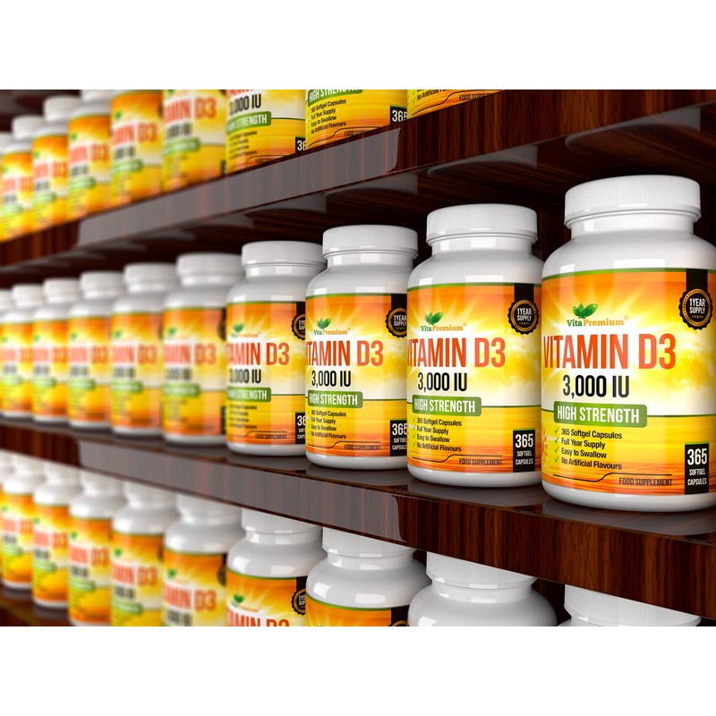 Vitamin D 3,000 IU, High Strength Vitamin D3 Supplement, 365