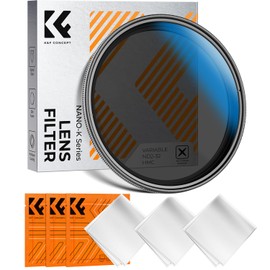 K&F CONCEPT 77mm Variable ND Filter ND2-ND32 Neutral Density Adjustable 5 Levels of Dimmer X-Shape Uneven Control Variable 18 Layer Coating 3 Cleaning Cloth Included Perfect for Landscape Shooting (NANO-K Series)