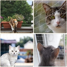 QILUCKY Cat Net for Balcony, No Drilling, Transparent, Can Be Cut to Size and Bite-Resistant Balcony Nets for Cats to Secure Patio, Windows and Doors, Transparent Cat Protection Net (3 x 3 m)