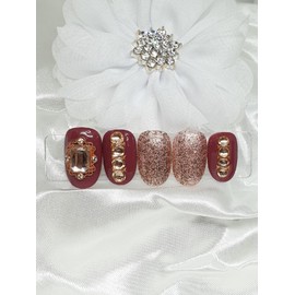 Winter pink handmade nail tips - Short ballerina / 겨울핑크 수제네일팁 - 숏발레리나