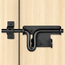 TIBEGOLD Slide Bolt Gate Latch with Padlock Hole, Heavy Duty Fence Sliding Bolt Gate Latch for Wooden Fence, Slide Latches Outdoor Doors for Wood Vinyl Fence Barn Shed, Black, 2 Pack