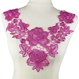 Carytalee 2 PC Lace Applique Patches Sew on Embroidery Appliques Lace Flower Trim for Sewing Crafts Clothing Accessories, Rose 12.6 x 12.6 Inch