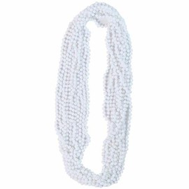 Making Believe Dozen Metallic Plastic Bead Necklaces (Choose Color and Size) (33" Necklaces, White)