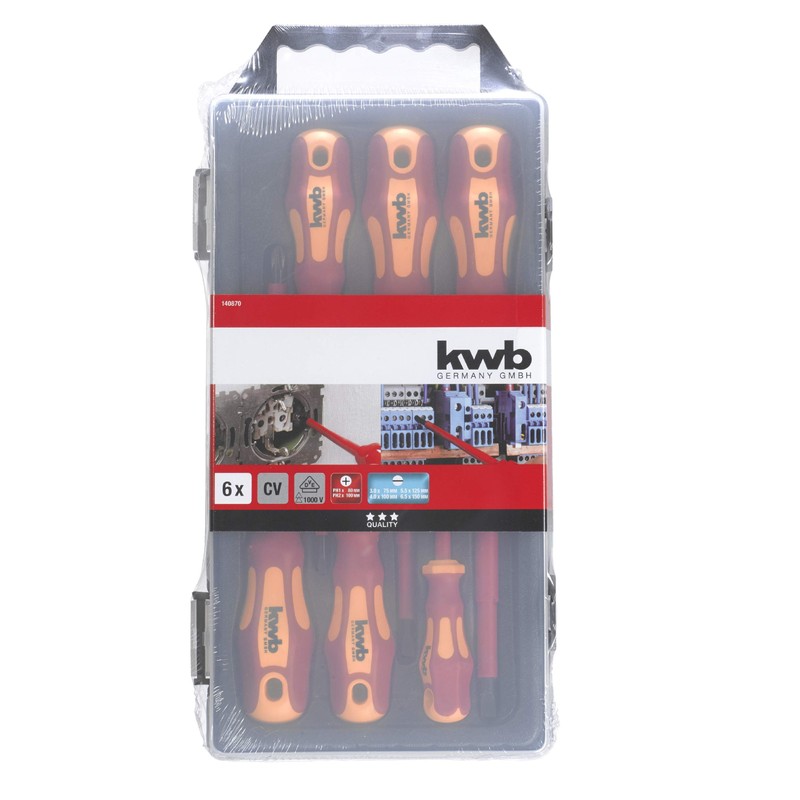 KWB VDE Screwdriver Set 6-Piece, Fully Insulated Blades, Extra Hardened,