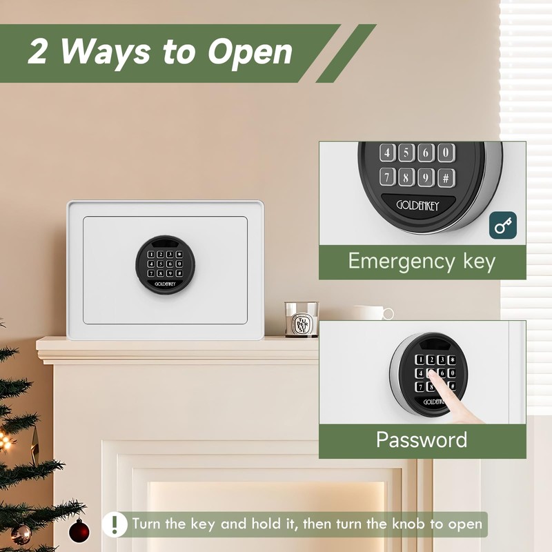 Goldenkey Luxury Digital Jewelry Safe with Keypad for Home, Small
