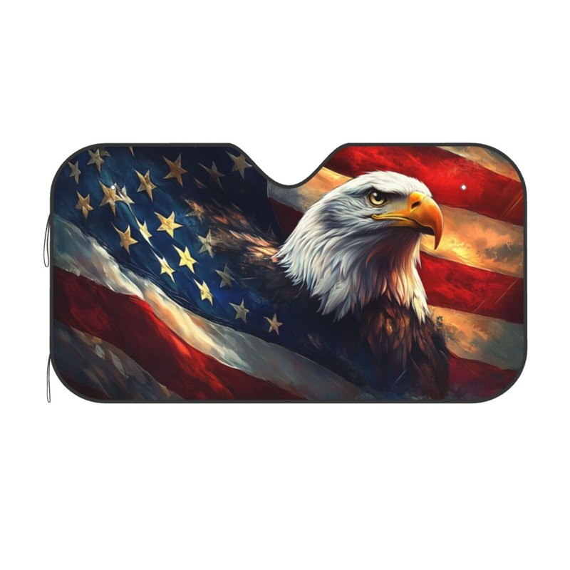 American Flag Car Sun Shade Windshield Sunshade Foldable Front Window