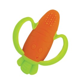 Infantino Lil' Nibbles Silicone Teether - Orange Carrot, Sensory Relief Baby Toy