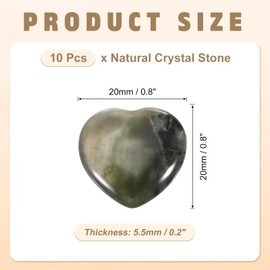 PATIKIL 10 Pcs Natural Heart Shaped Crystal Stone, 1 Inch Mini Polished Love Gemstone Crystal, Pocket Rock Engraved Worry Stones for Women Gifts Meditation, Gray Green