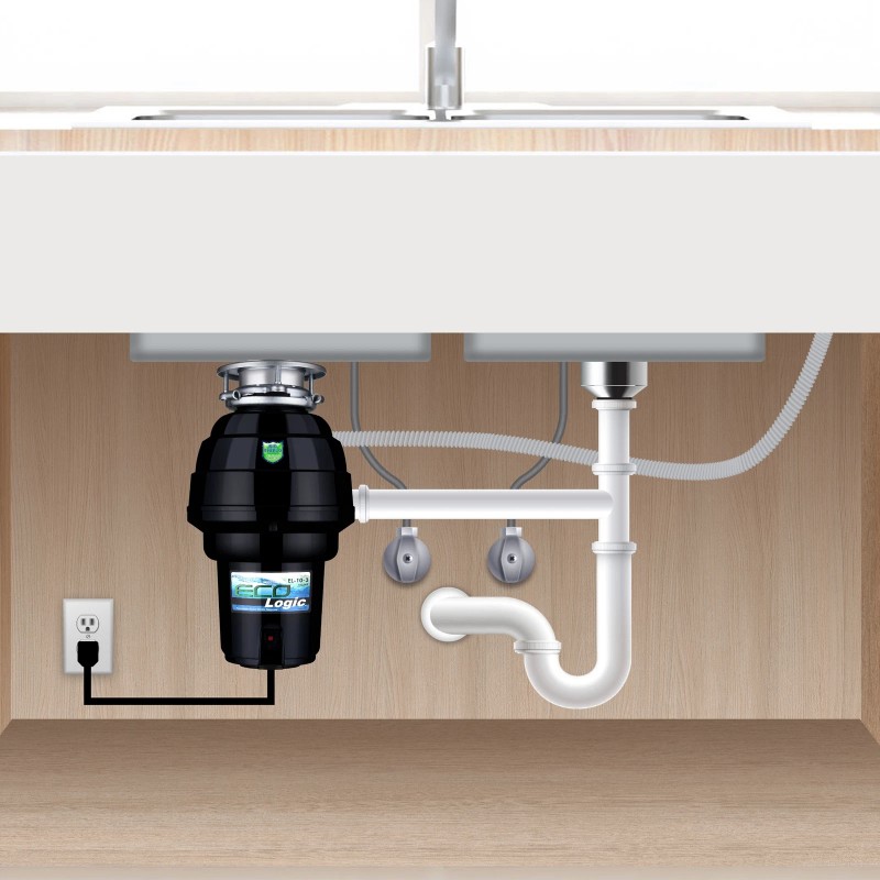 Eco Logic 1.25 HP Kitchen Garbage Disposal, Brushed Nickel Flange