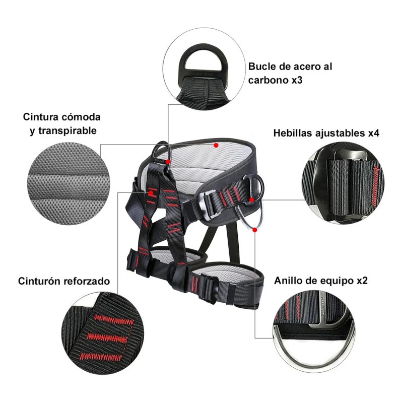 Arnés De Seguridad Escalada Cinturón De Alpinismo Ajustable