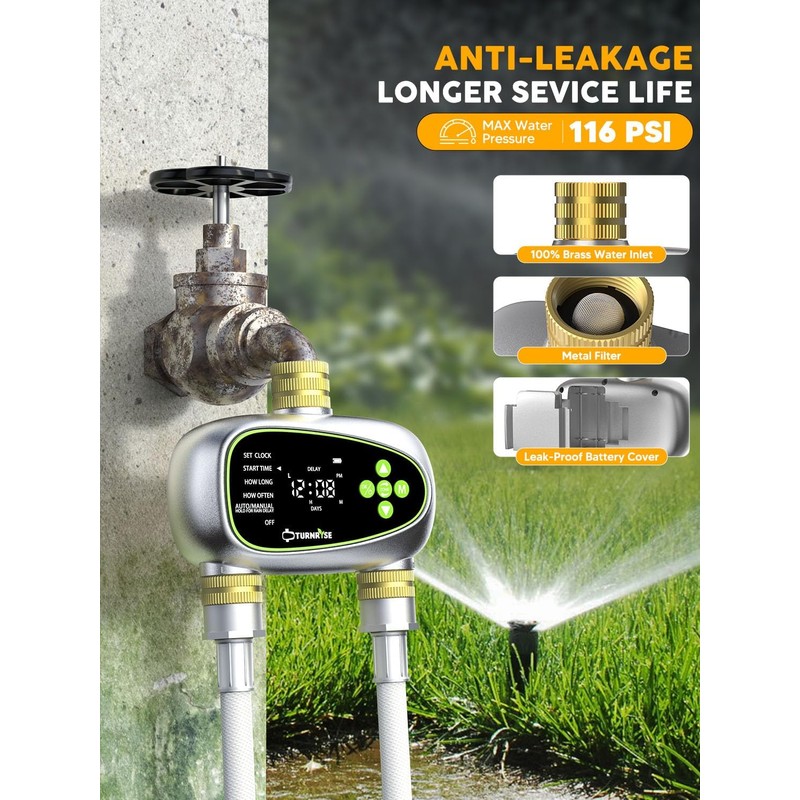 Water Timer for Garden Hose - 2 Zone Sprinkler Controller